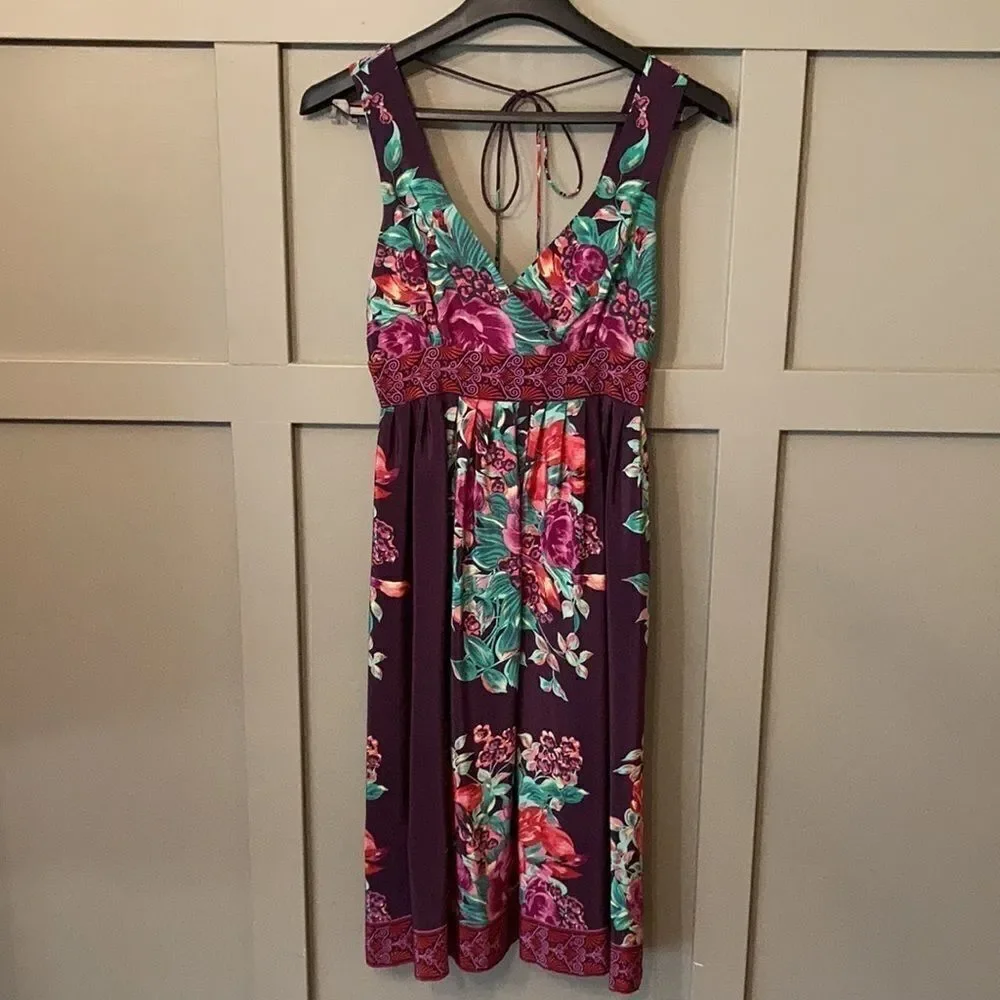 PLENTY by Tracy Reece 100% Silk Floral Sleeveless Dress